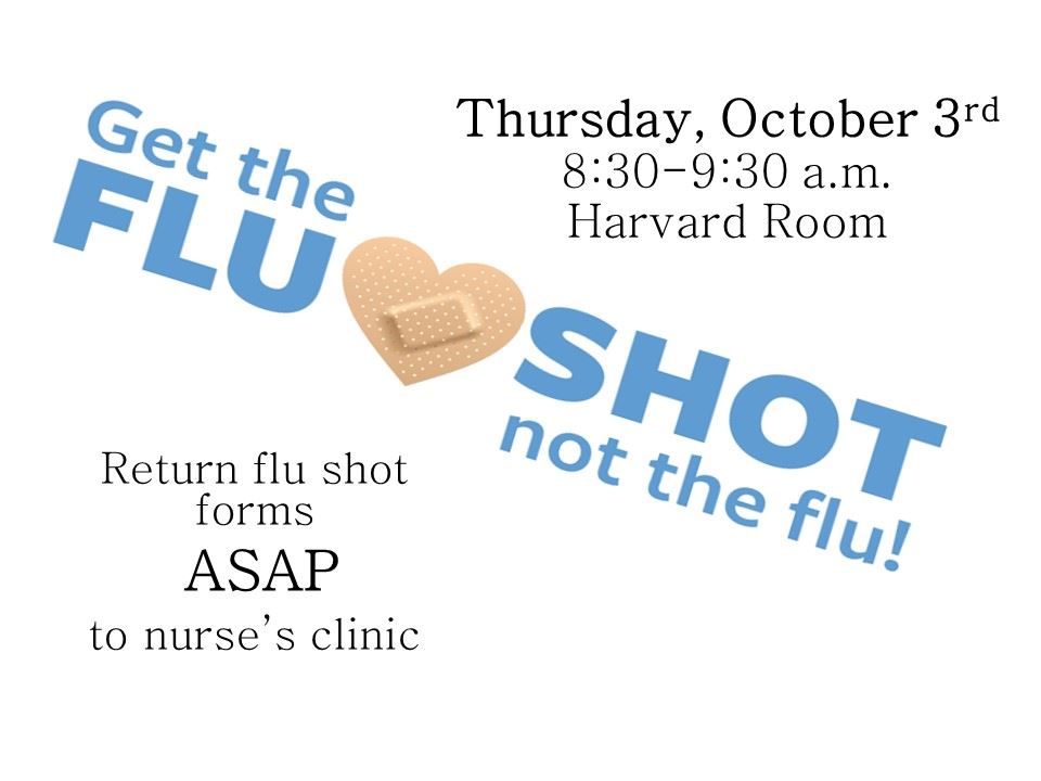 Flu shot clinic Thursday, Oct. 3rd Flu shot clinic Thursday, Oct. 3rd